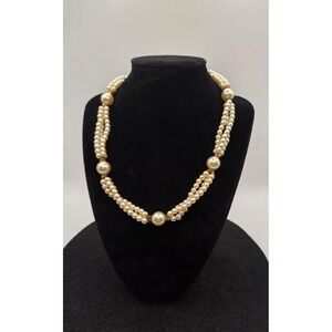 Vintage Inspired Multi-Strand Faux Pearl Necklace Classic Statement Jewelry